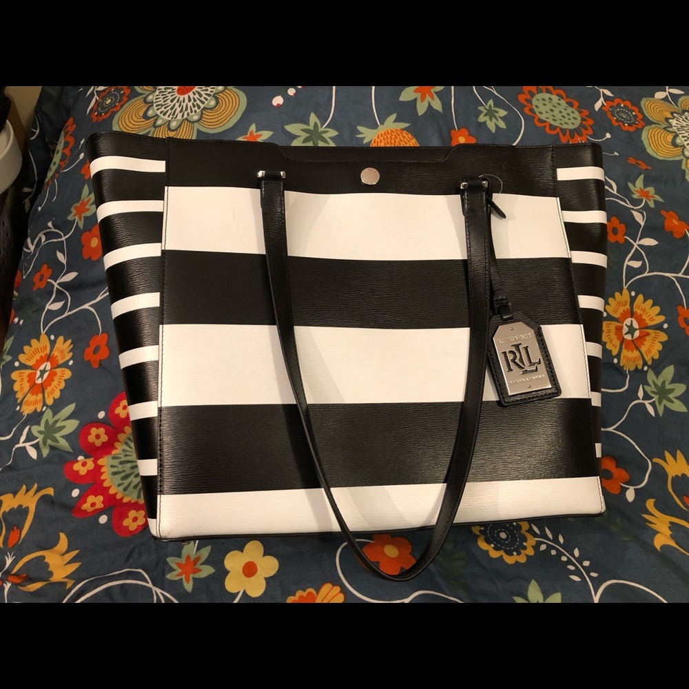 Ralph Lauren black and white stripe purse